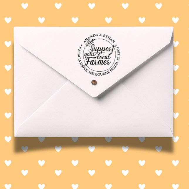 Carimbo Auto Entintado Suportar o Tema do Farner local (Show your appreciation with the Support Your Local Farmer self-inking stamp.)