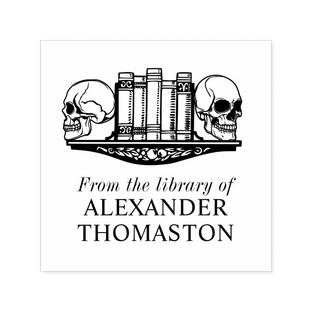 Carimbo Auto Entintado Suportes de crânio gótico em uma prateleira de bib (Design)