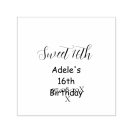 Carimbo Auto Entintado Sweet 16th birthday purple pastel mauve retro name