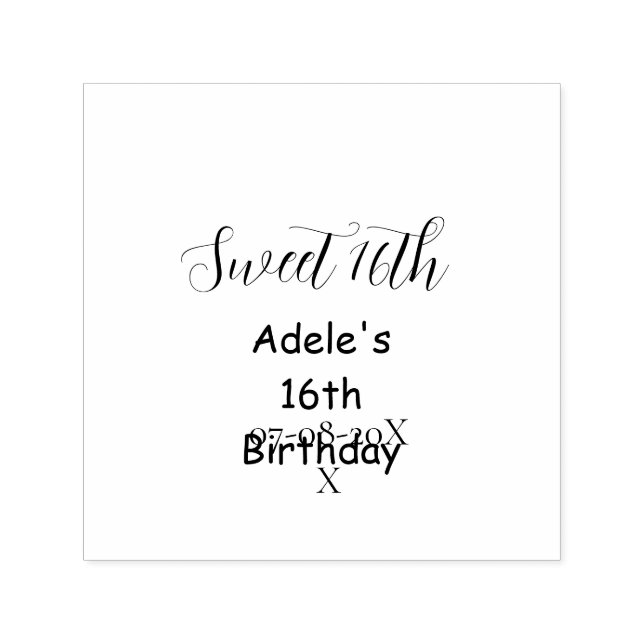 Carimbo Auto Entintado Sweet 16th birthday purple pastel mauve retro name (Design)