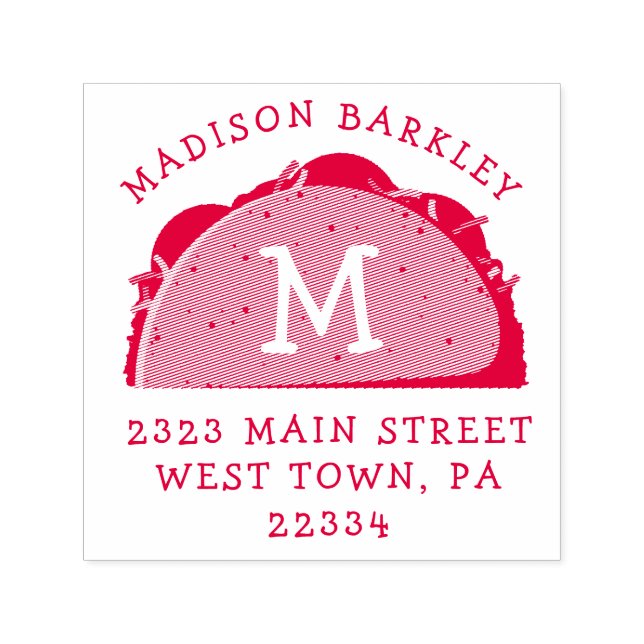 Carimbo Auto Entintado Taco Cute Kids Endereço de Devolução (Design)