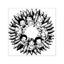 Carimbo Auto Entintado Tampon auto-encreur enfant dans un cercle de crayo