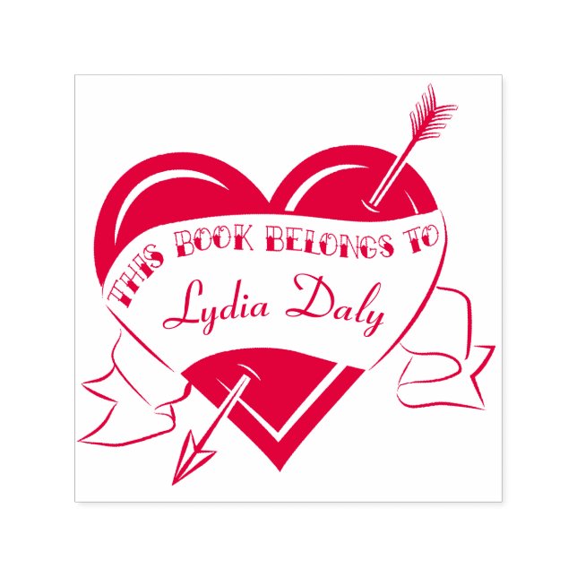 Carimbo Auto Entintado Tatuagem Coração com Cartaz de Placa de Seta (Design)