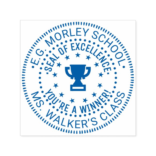 Carimbo Auto Entintado Teacher You’re a Winner, Trophy Seal of Excellence (Design)