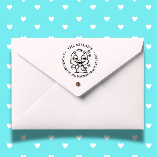 Carimbo Auto Entintado Tema Cute Floral Duck (Personalize notes, crafts, and gifts effortlessly—add charm to every impression!)