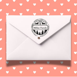 Carimbo Auto Entintado Tema da Família Feliz Natal Deer