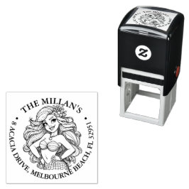 Carimbo Auto Entintado Tema da Festa de Sereia Cura