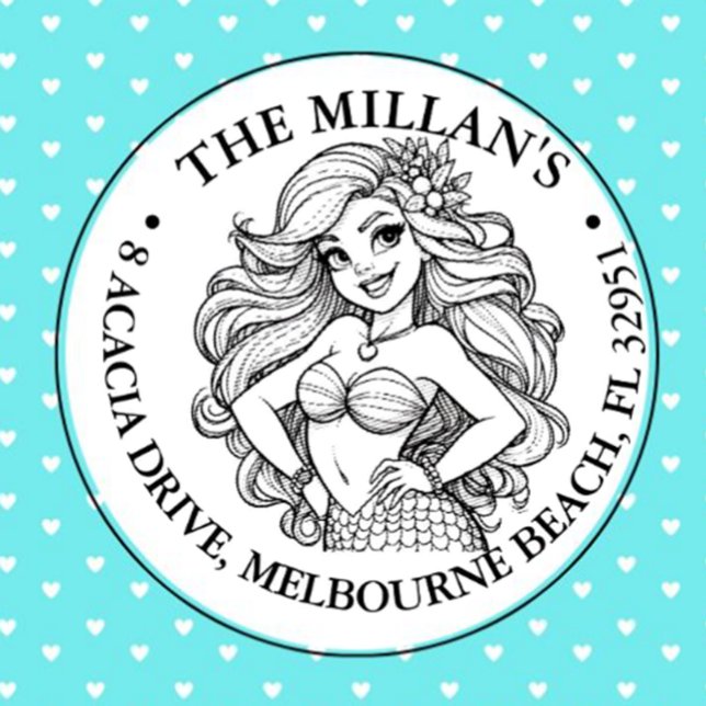 Carimbo Auto Entintado Tema da Festa de Sereia Cura (perfect for adding fun and charm to notes, crafts, or gifts!)