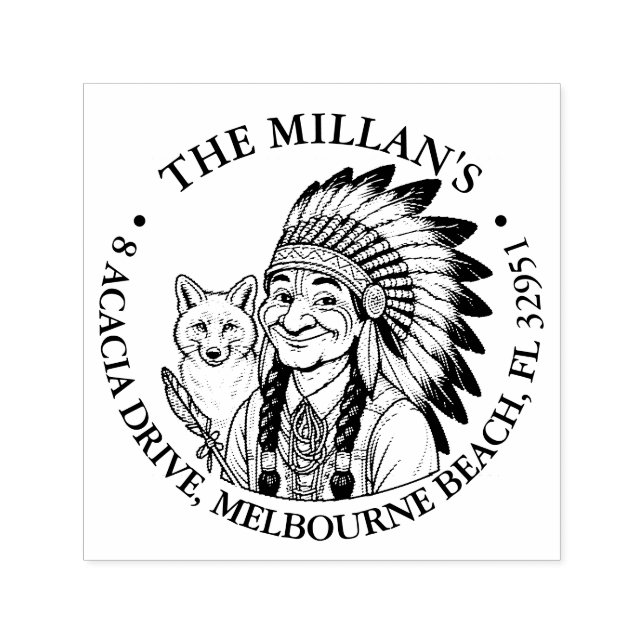 Carimbo Auto Entintado Tema da raposa Americana Nativa (Design)