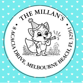 Carimbo Auto Entintado tema da raposa de festa de aniversário