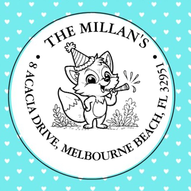 Carimbo Auto Entintado tema da raposa de festa de aniversário (Make every birthday special with a fox theme self-inking stamp)