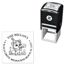 Carimbo Auto Entintado tema da raposa de festa de aniversário