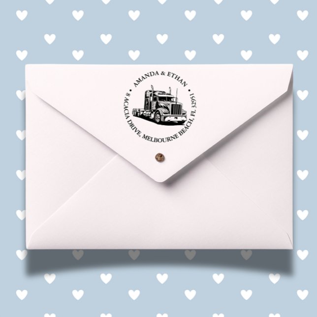 Carimbo Auto Entintado Tema de Caminhão Semi kenworth (Personalize your documents with a semi truck theme self-inking stamp.)