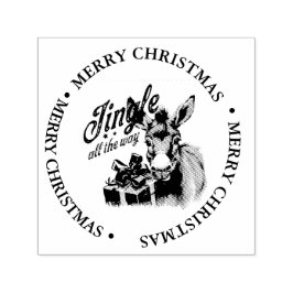 Carimbo Auto Entintado Tema de Feliz Natal Country Donkey