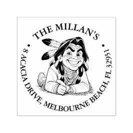 Carimbo Auto Entintado Tema de garoto americano nativo