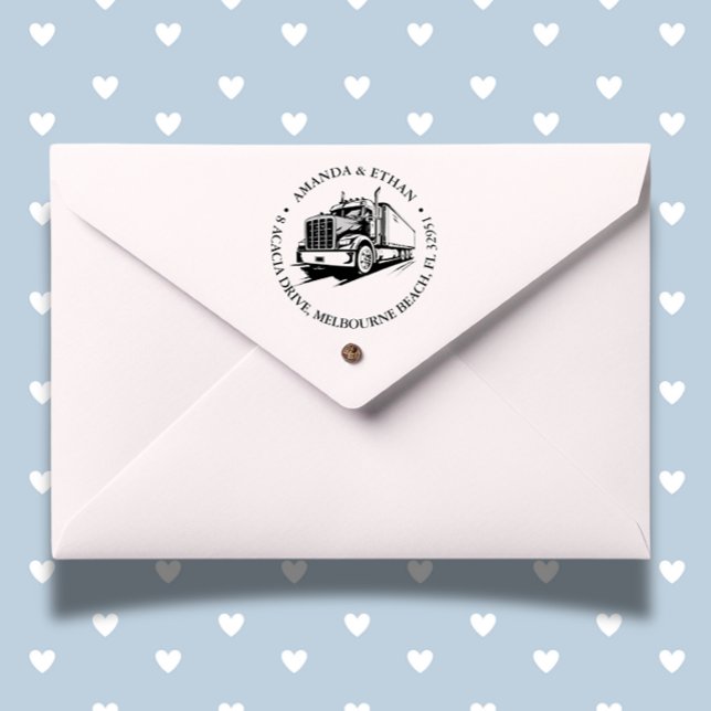 Carimbo Auto Entintado Tema de negócios de caminhão (Bring a touch of trucking pride to every impression—order yours today!)