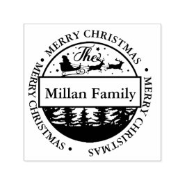 Carimbo Auto Entintado Tema de Papais noeis de Feliz Natal da Família