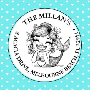 Carimbo Auto Entintado Tema do Funny Mermaid Party