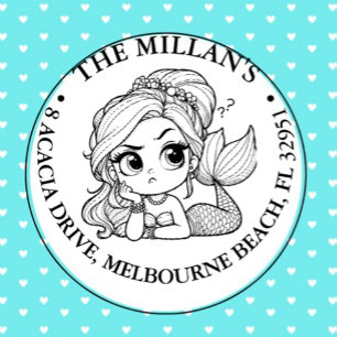 Carimbo Auto Entintado Tema do Mermaid Piscina Party