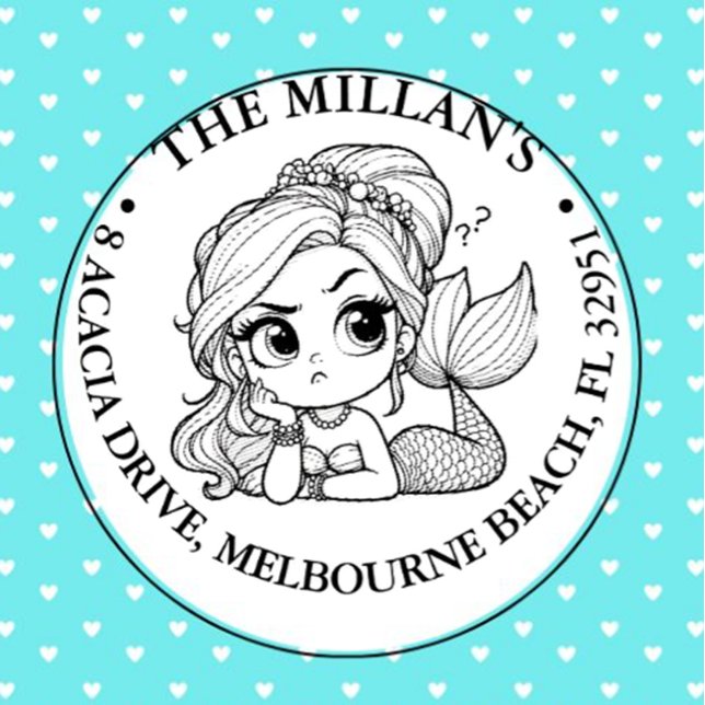 Carimbo Auto Entintado Tema do Mermaid Piscina Party (Brighten your day with a hilarious mermaid theme self-inking stamp)