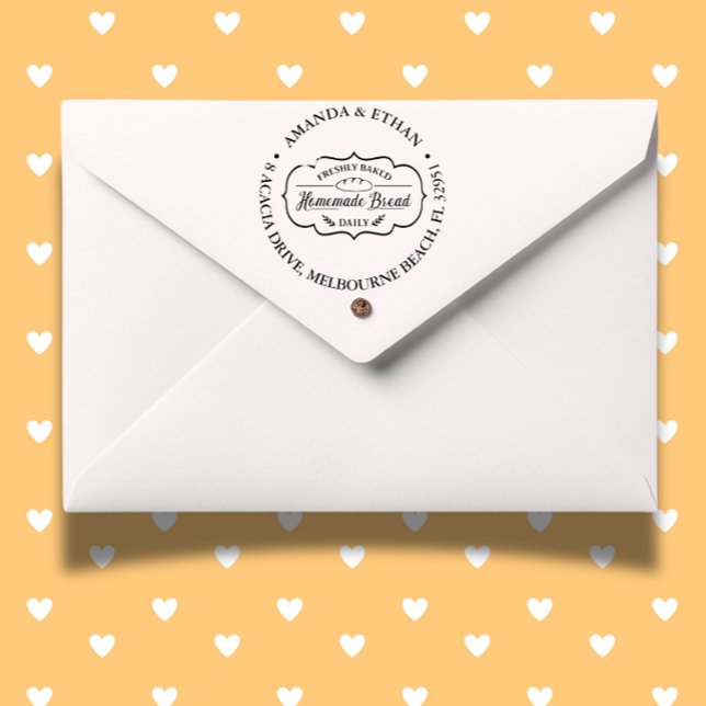 Carimbo Auto Entintado Tema do pão caseiro (Personalize your homemade bread with our Bread Bakery Homemade Theme Self-inking Stamp.)