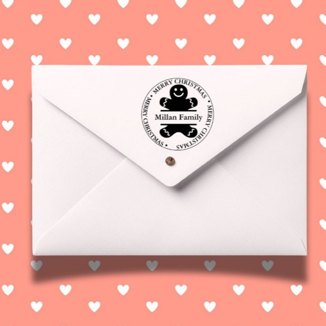 Carimbo Auto Entintado Tema do Pão de Gingerpão de Natal (Celebrate the holidays with a charming Christmas Gingerbread man self-inking stamp )