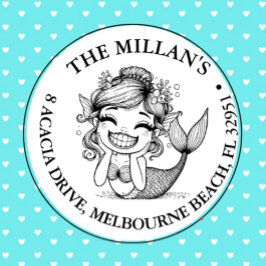 Carimbo Auto Entintado Tema do Partido da Piscina da Sereia Moderna