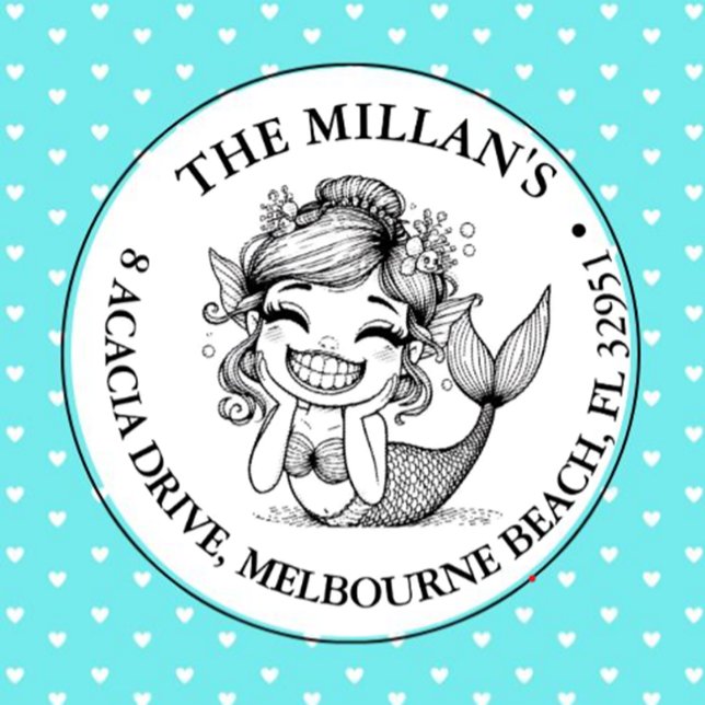 Carimbo Auto Entintado Tema do Partido da Piscina da Sereia Moderna (Add a splash of fun to your party with this self-inking mermaid stamp)