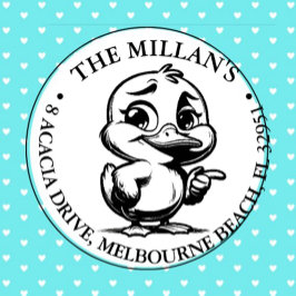 Carimbo Auto Entintado Tema do Pato Feliz e Cheeky