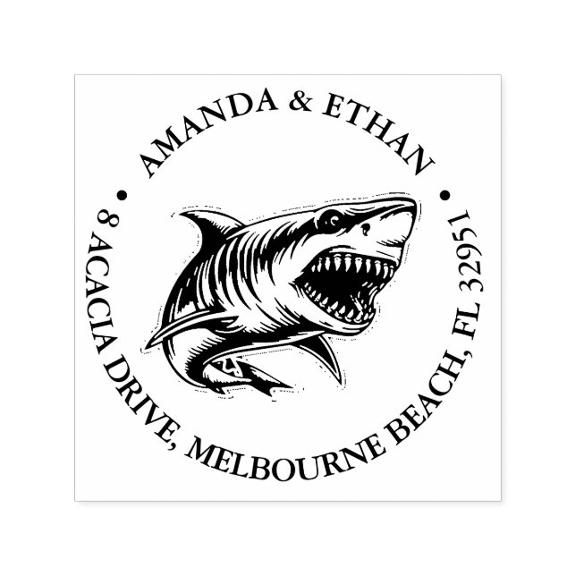 Carimbo Auto Entintado Tema do Tubarão Branco (Design)