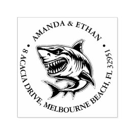 Carimbo Auto Entintado Tema do Tubarão Branco Zangado