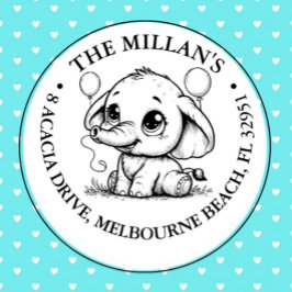 Carimbo Auto Entintado tema Elefante de festa de aniversário