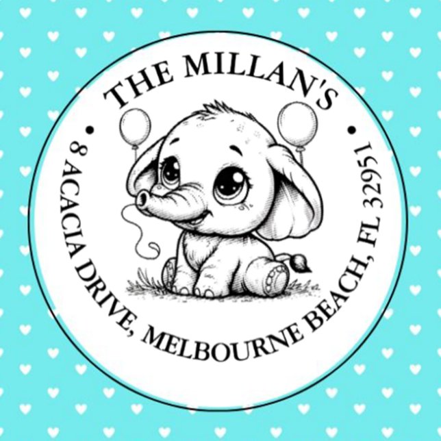 Carimbo Auto Entintado tema Elefante de festa de aniversário (Make every moment special with our adorable baby elephant self-inking stamp)