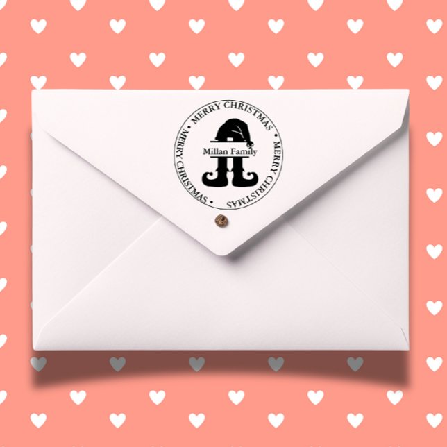 Carimbo Auto Entintado tema Elf Christmas Boy (Add festive cheer to your holiday cards with the Elf Christmas Boy theme self-inking stamp.  )