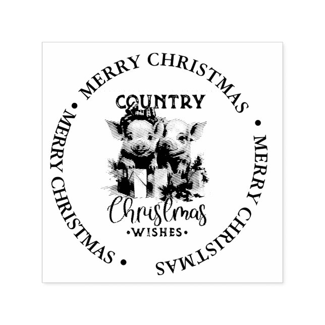 Carimbo Auto Entintado Tema Feliz Natal Country Piggy (Design)