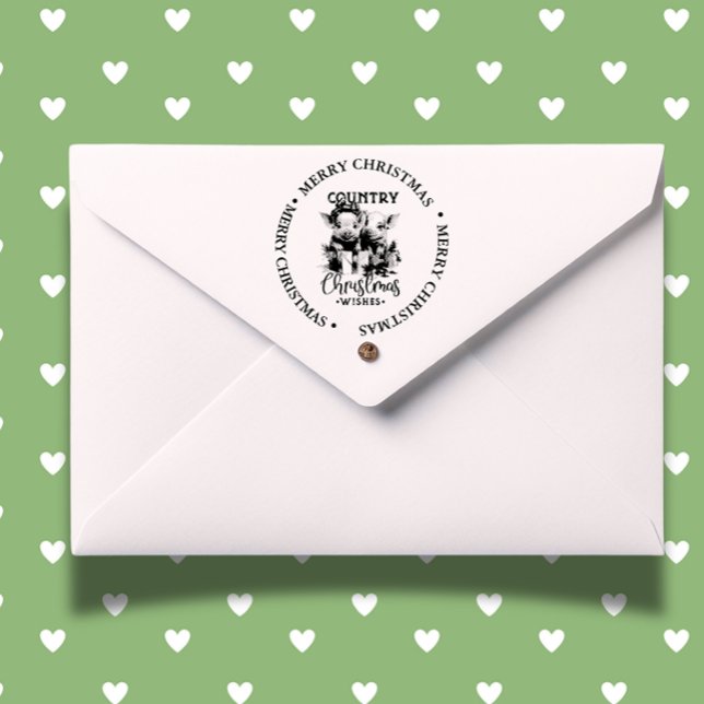 Carimbo Auto Entintado Tema Feliz Natal Country Piggy (Celebrate the season with our Merry Christmas Country Donkey self-inking stamp)