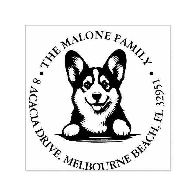 Carimbo Auto Entintado Tema Personalizado Corgi (Design)