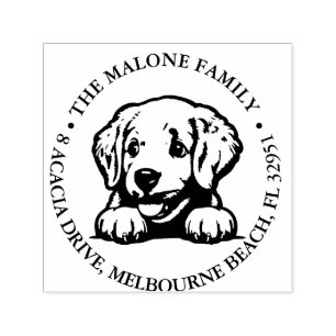 Carimbo Auto Entintado Tema Personalizado do Puppy Puppy do Retriever de