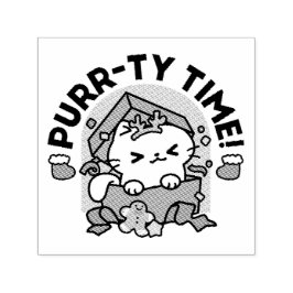 Carimbo Auto Entintado Tempo Puro! - Design de Natal para Gatos Festivos