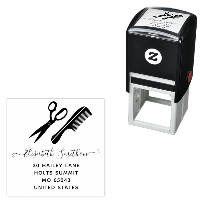 Carimbo Auto Entintado Tesoura Simples Cabelo Comb Hairdresser Profession (In Situ)