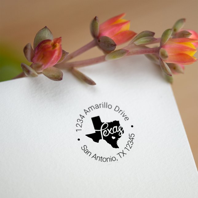 Carimbo Auto Entintado Texas Heart Cutout Address (Criador carregado)