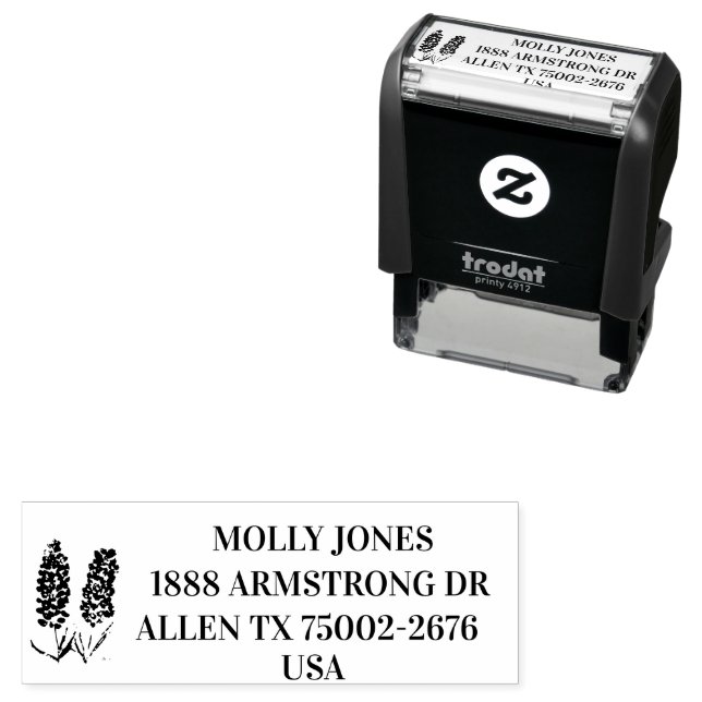 Carimbo Auto Entintado Texas Lone Star Bluebonnets Endereço de Devolução  (In Situ)