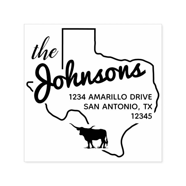 Carimbo Auto Entintado Texas Longhorn Silhouette Family (Design)
