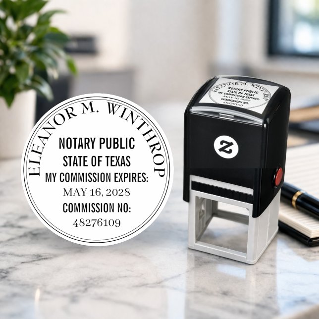 Carimbo Auto Entintado Texas Notary Public Round  (Criador carregado)