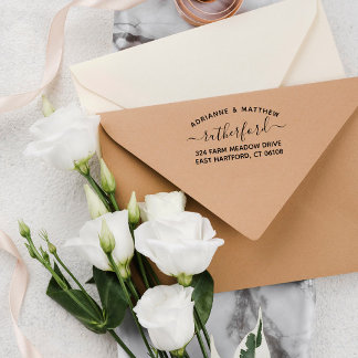 Carimbo Auto Entintado Texto Curvo e Script Encantando Endereço de Retorn