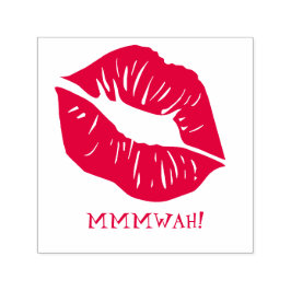 Carimbo Auto Entintado Texto Personalizado de Lábios Vermelhos