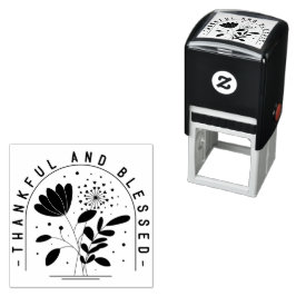 Carimbo Auto Entintado Thankful And Blessed Typography 