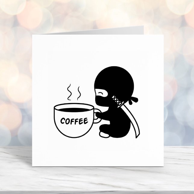 Carimbo Auto Entintado Tiny Ninja com Mug de Café Grande (Criador carregado)