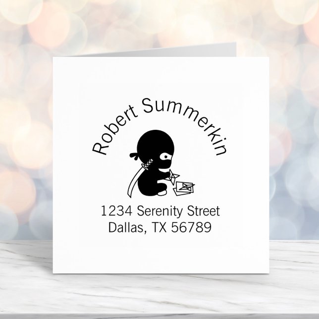 Carimbo Auto Entintado Tiny Ninja Dobrando Origami Star Endereço 3 (Criador carregado)