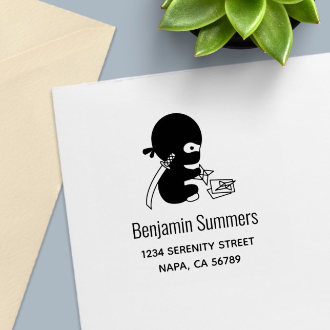 Carimbo Auto Entintado Tiny Ninja Folding Origami Star Address (Criador carregado)